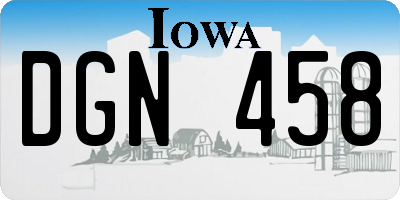 IA license plate DGN458