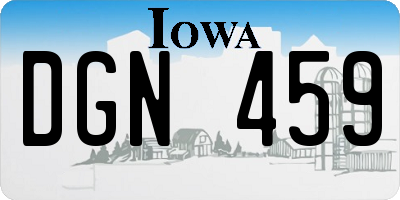 IA license plate DGN459