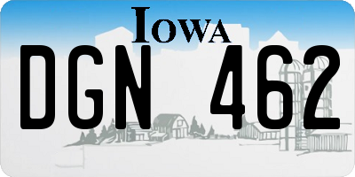 IA license plate DGN462