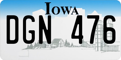 IA license plate DGN476