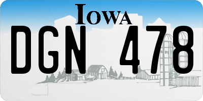 IA license plate DGN478