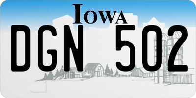 IA license plate DGN502