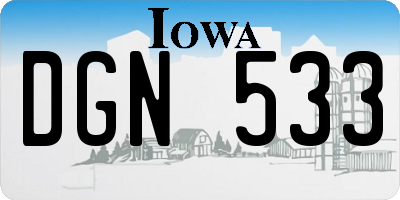 IA license plate DGN533