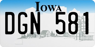 IA license plate DGN581