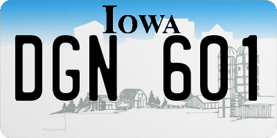 IA license plate DGN601