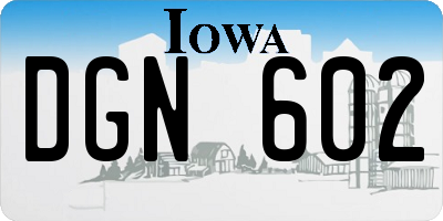 IA license plate DGN602