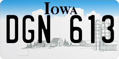 IA license plate DGN613