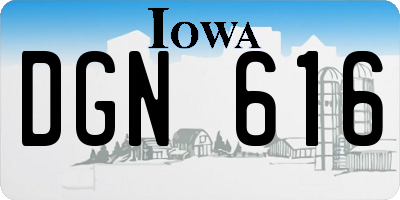 IA license plate DGN616
