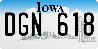 IA license plate DGN618