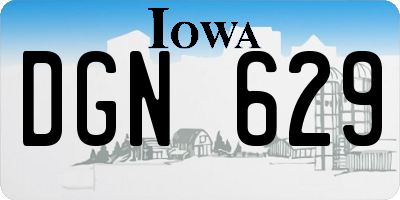 IA license plate DGN629
