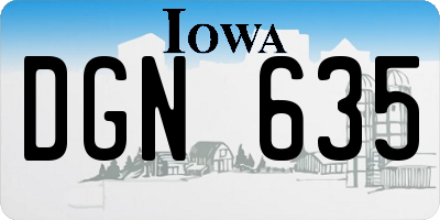 IA license plate DGN635