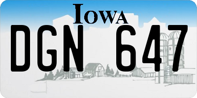IA license plate DGN647
