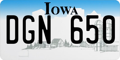 IA license plate DGN650