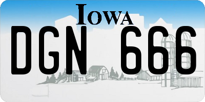 IA license plate DGN666