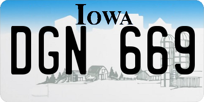 IA license plate DGN669