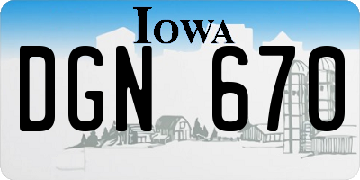 IA license plate DGN670