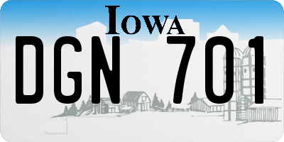 IA license plate DGN701