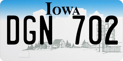 IA license plate DGN702
