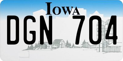 IA license plate DGN704