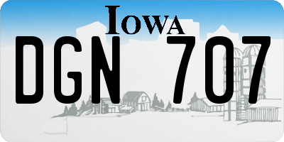 IA license plate DGN707