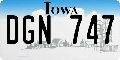 IA license plate DGN747