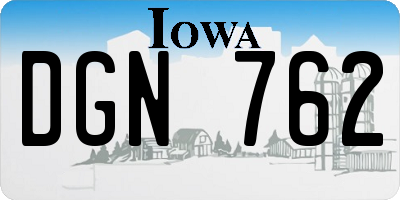 IA license plate DGN762