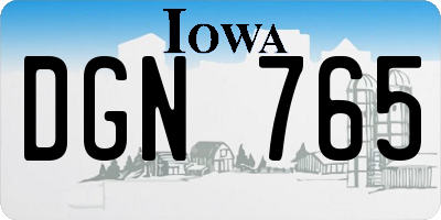 IA license plate DGN765
