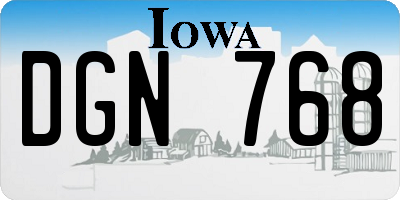 IA license plate DGN768