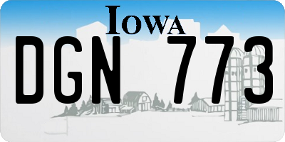IA license plate DGN773