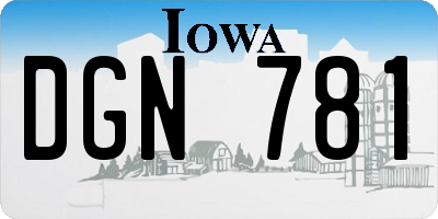 IA license plate DGN781