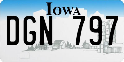 IA license plate DGN797