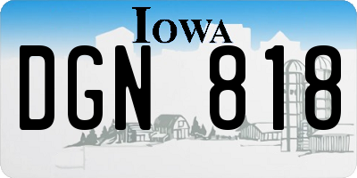 IA license plate DGN818