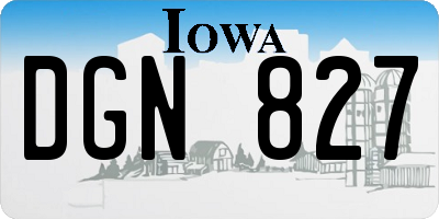 IA license plate DGN827