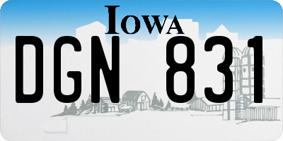 IA license plate DGN831