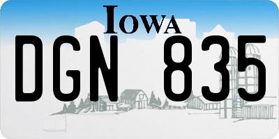 IA license plate DGN835
