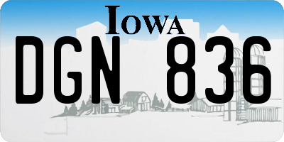 IA license plate DGN836