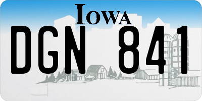 IA license plate DGN841