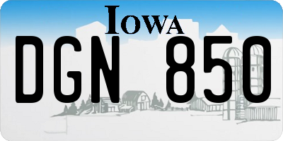 IA license plate DGN850