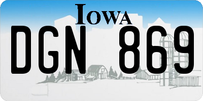 IA license plate DGN869