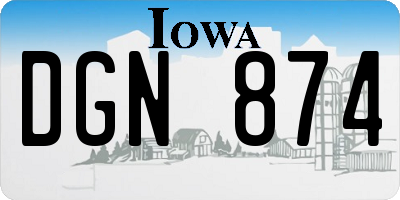 IA license plate DGN874