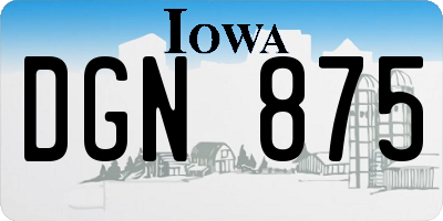 IA license plate DGN875