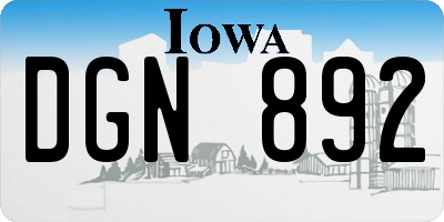IA license plate DGN892