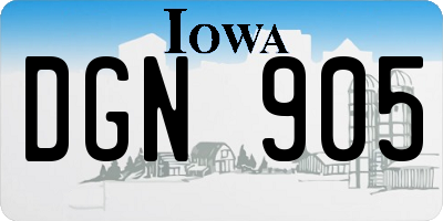 IA license plate DGN905