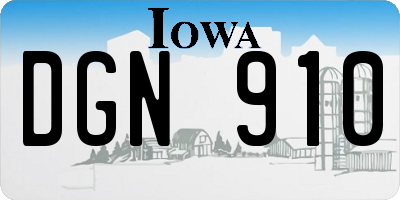 IA license plate DGN910