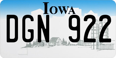 IA license plate DGN922