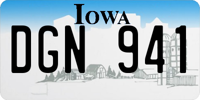 IA license plate DGN941