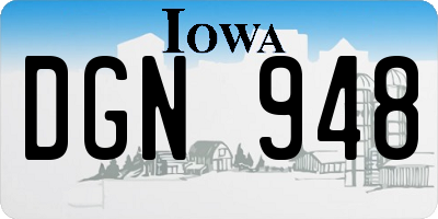 IA license plate DGN948