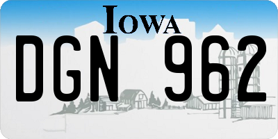 IA license plate DGN962