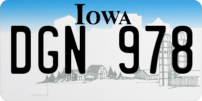 IA license plate DGN978