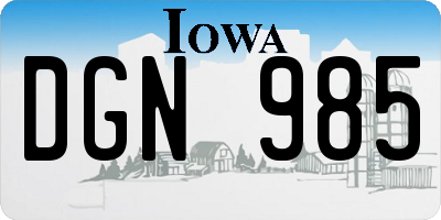 IA license plate DGN985